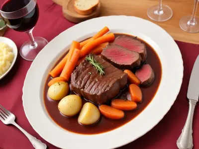 Boeuf braisé au vin rouge et purée de céleri-rave