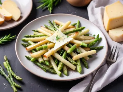 Salade printanière d'asperges, œuf mollet et parmesan