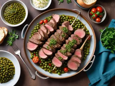 Côtelettes d'agneau grillées à la chimichurri avec petits pois printaniers