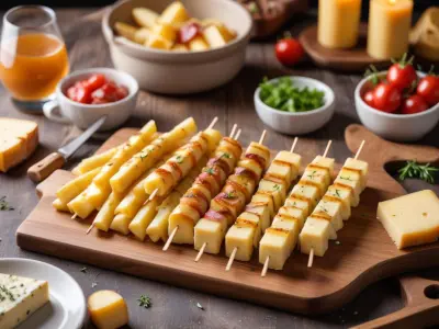 Brochettes de fromage à raclette et pommes de terre