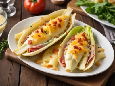 Endives gratinées au jambon et au fromage