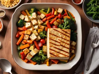 Cassolette de légumes de saison avec tofu grillé