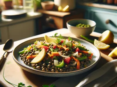 Salade de lentilles aux légumes d'hiver et vinaigrette au citron