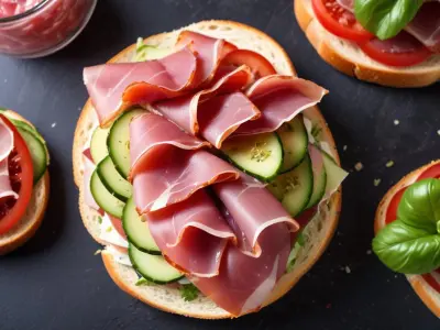 Sandwich gourmand au jambon de pays et cornichons