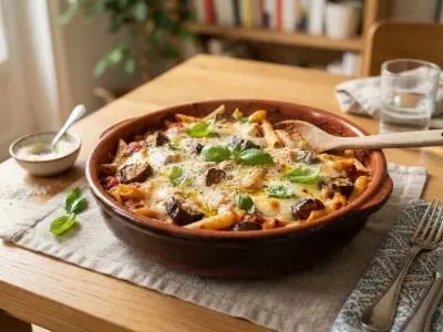 Gratin de pennes aux aubergines fondantes et mozzarella