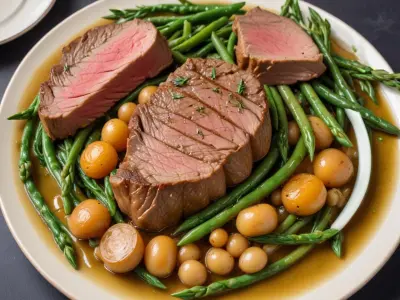 Agneau Pascal Rôti aux Herbes de Printemps et Haricots Verts