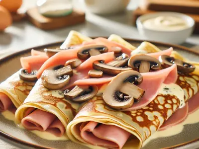 Crêpes Gourmandes au Jambon, Champignons et Béchamel