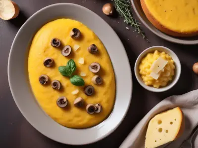 Polenta crémeuse aux champignons et pecorino
