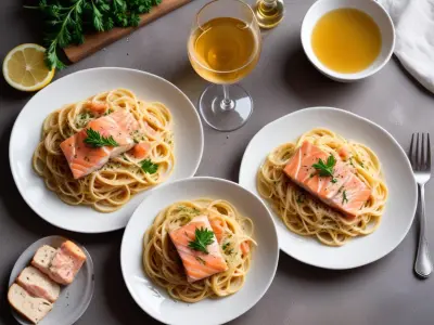 Linguine crémeuses au saumon fumé, câpres et vin blanc