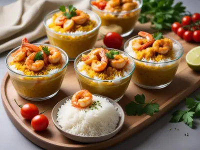 Verrines Exotiques aux Crevettes, Curry et Riz Basmati
