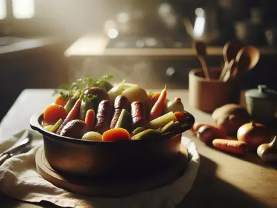 Pot-au-feu de légumes racines et saucisses de campagne