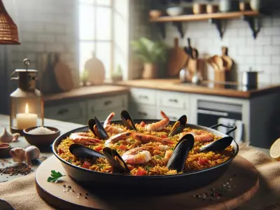 Paella Royale aux Fruits de Mer et Riz Complet