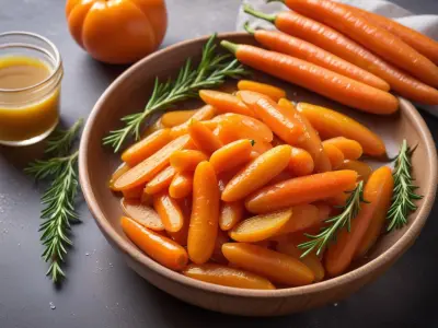 Carottes glacées au miel et au thym