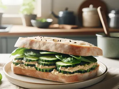 Sandwich Complet au Houmous, Concombre et Épinards