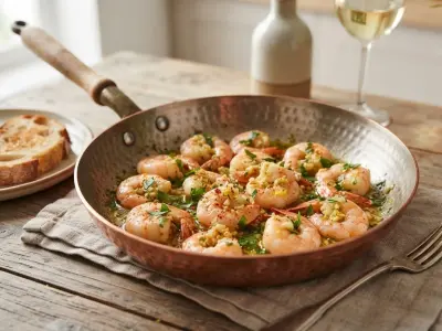 Poêlée minute de crevettes à l'ail, citron et persil