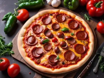 Pizza Chorizo Merguez et Poivrons Colorés