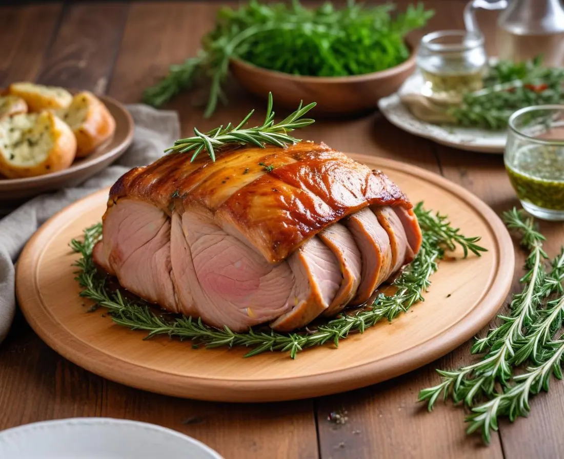 Rouelle de porc rôtie aux herbes