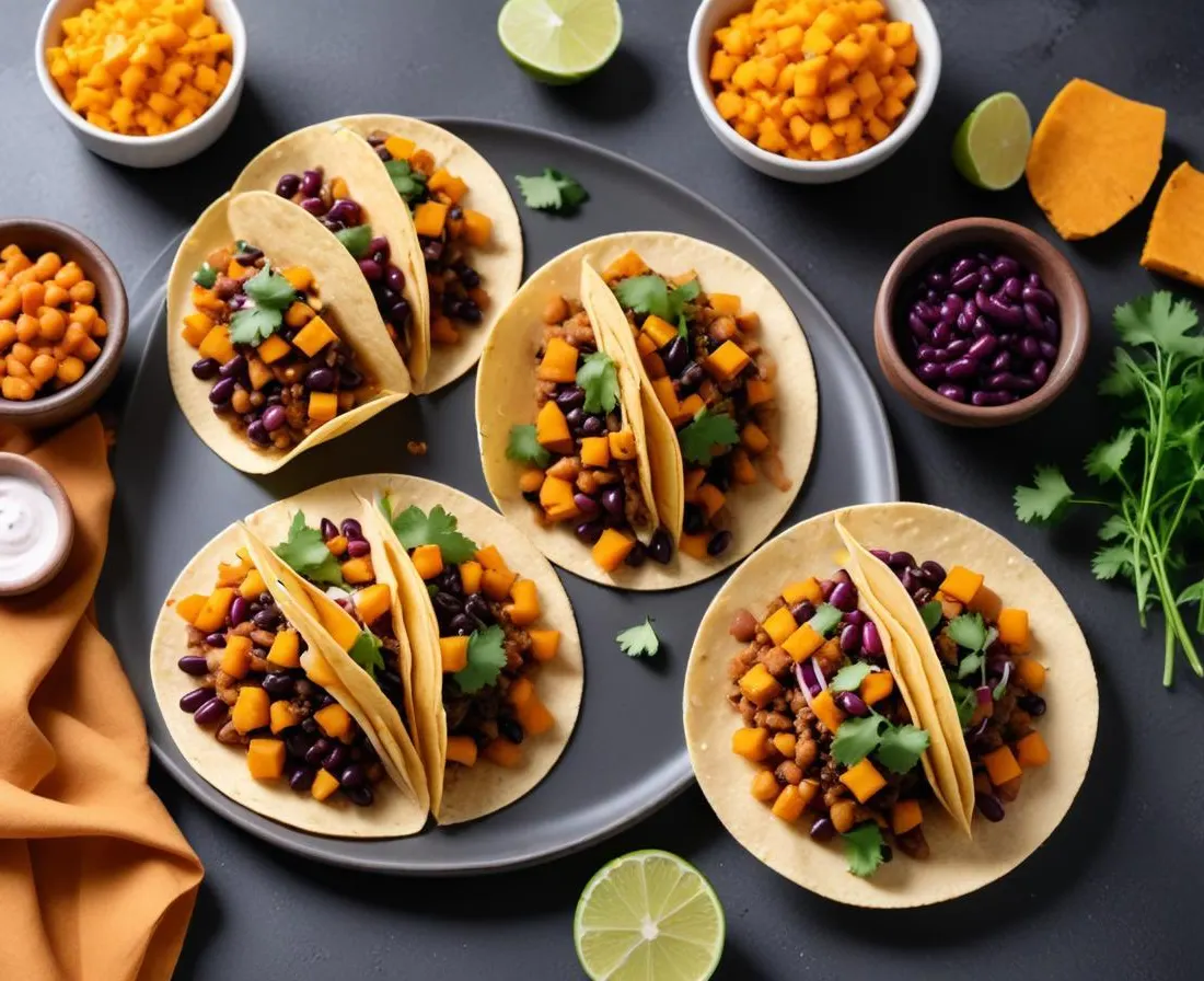 Tacos Gourmands au Butternut Rôti et Haricots Noirs
