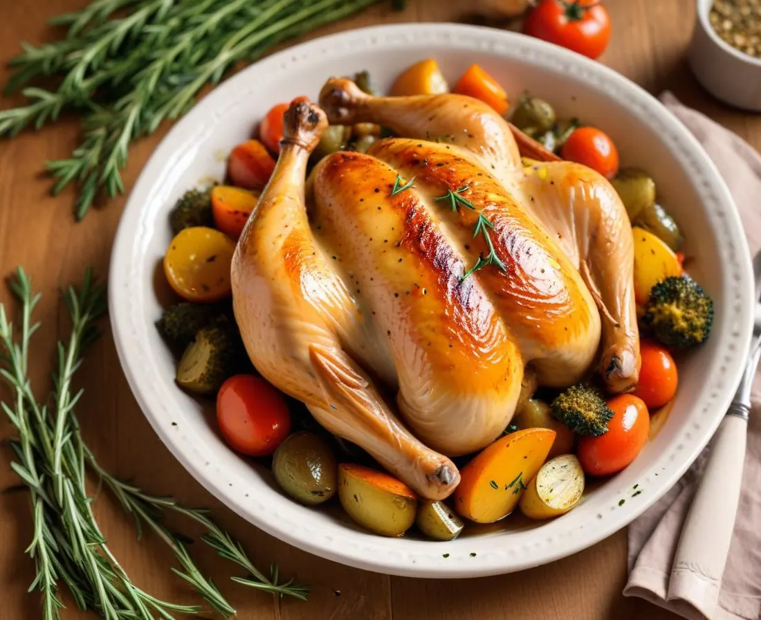 Poulet rôti aux légumes d'automne et herbes de Provence