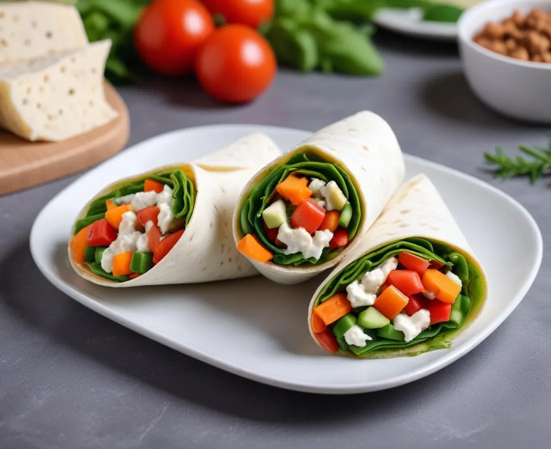Wraps au fromage de chèvre et légumes frais