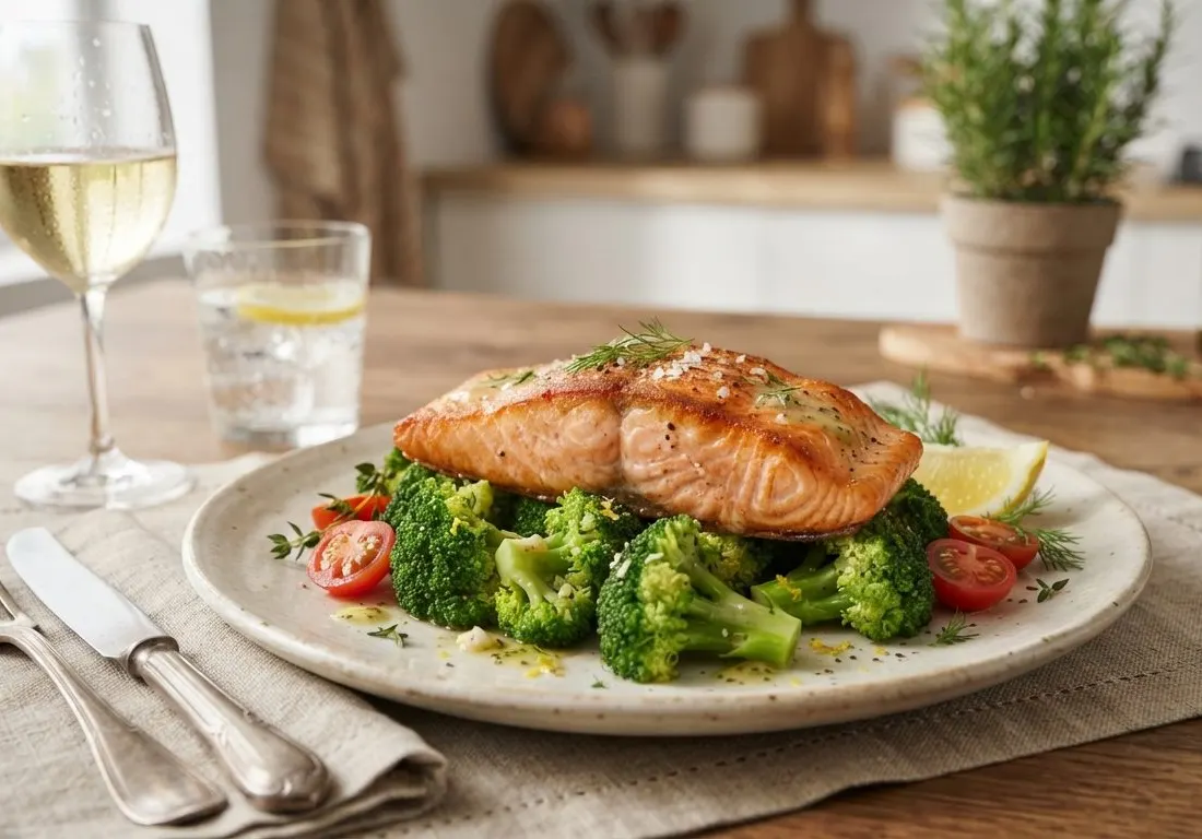 Filet de saumon et brocolis vapeur