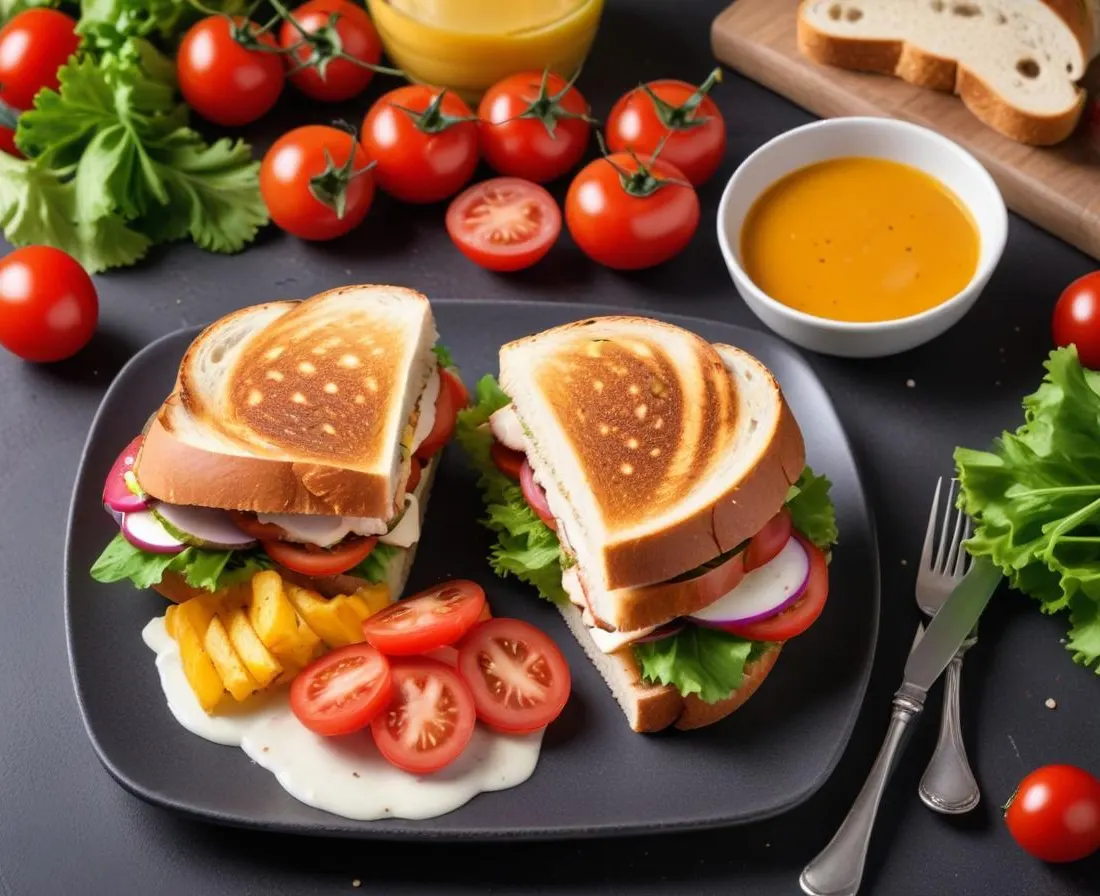 Sandwich au Poulet Grillé et Crudités Fraîches