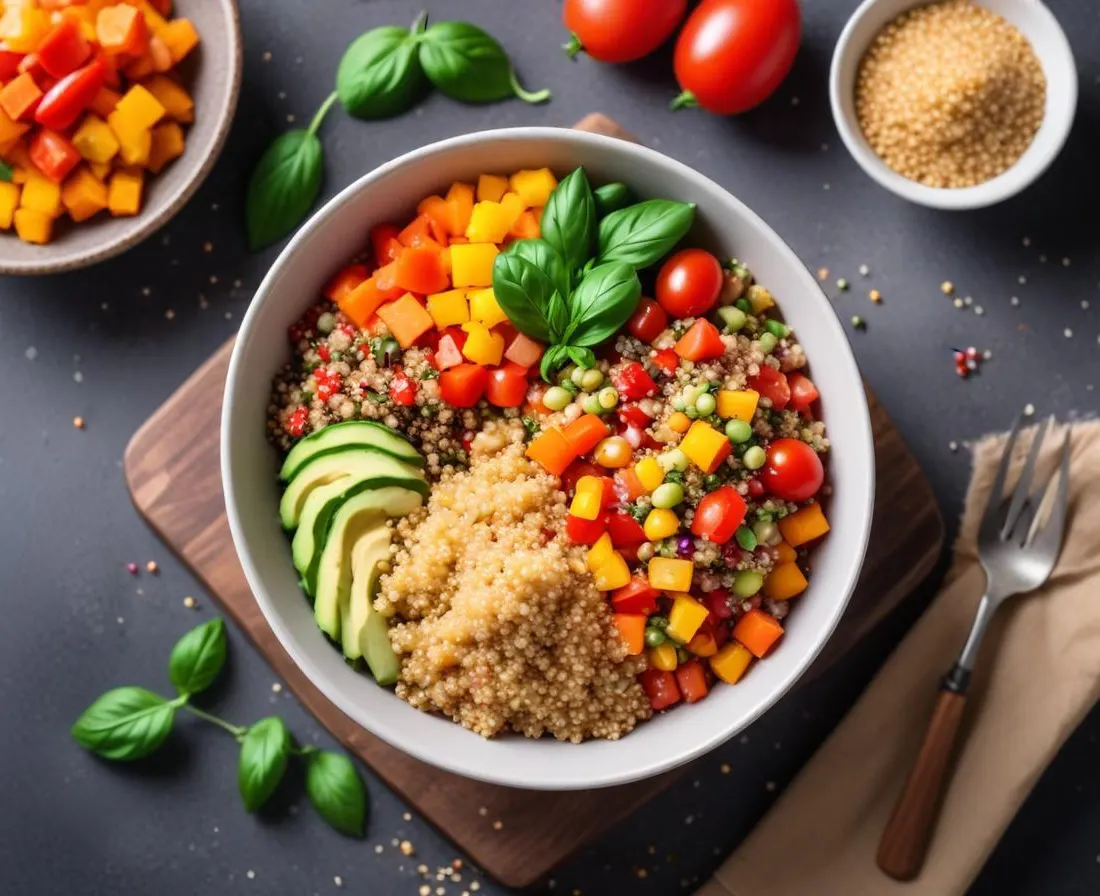 Bowl de quinoa aux légumes frais