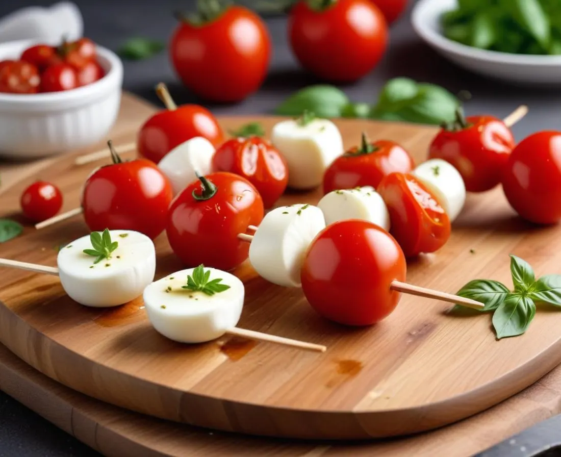 Brochettes de mozzarella et tomates cerises