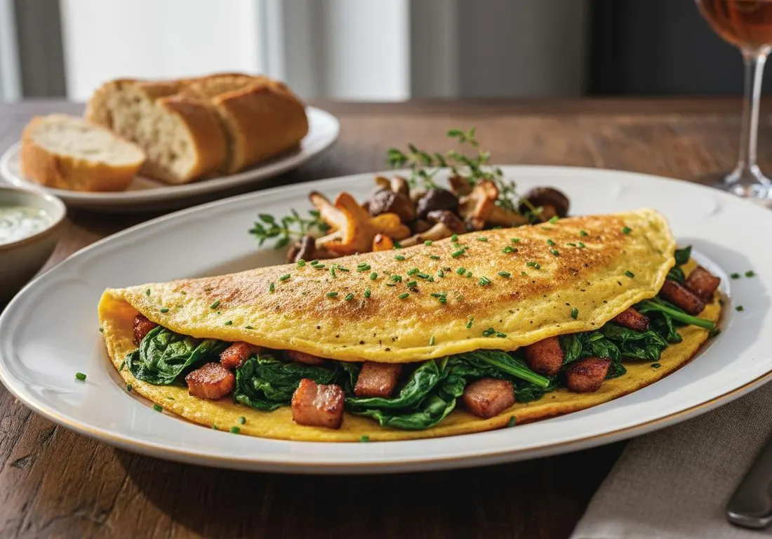 Omelette Forestière aux Épinards et Lardons Fumés