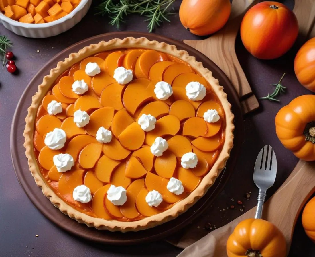 Tarte Gourmande Butternut, Oignon Rouge et Chèvre au Miel