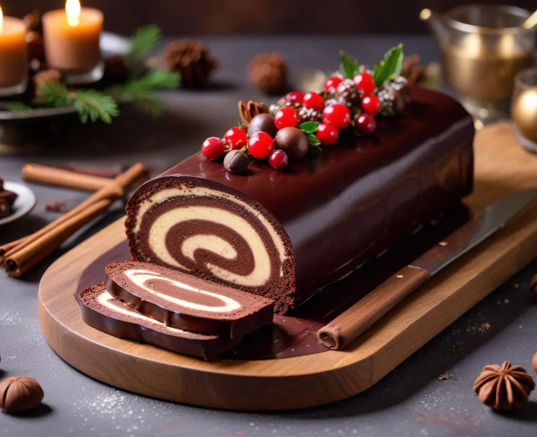 Bûche de Noël Chocolat Praliné Intense