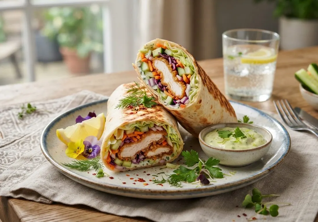 Wrap croustillant de poulet aux crudités croquantes