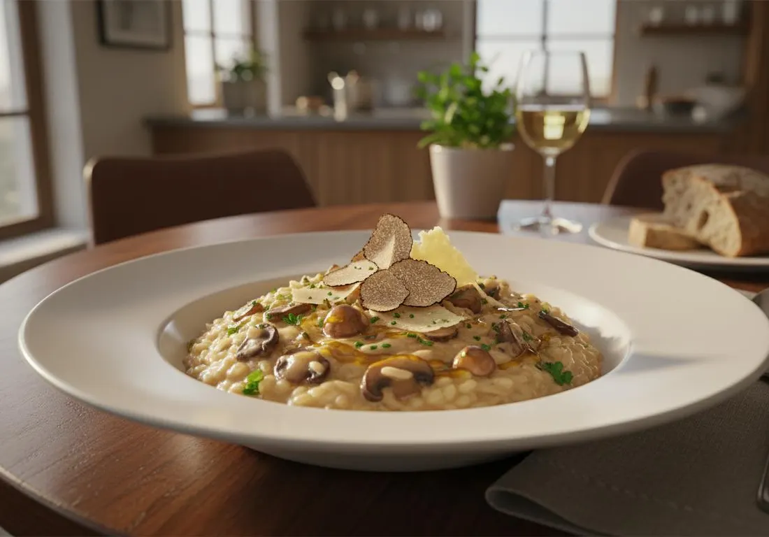 Risotto Crémeux aux Champignons des Bois et Huile de Truffe