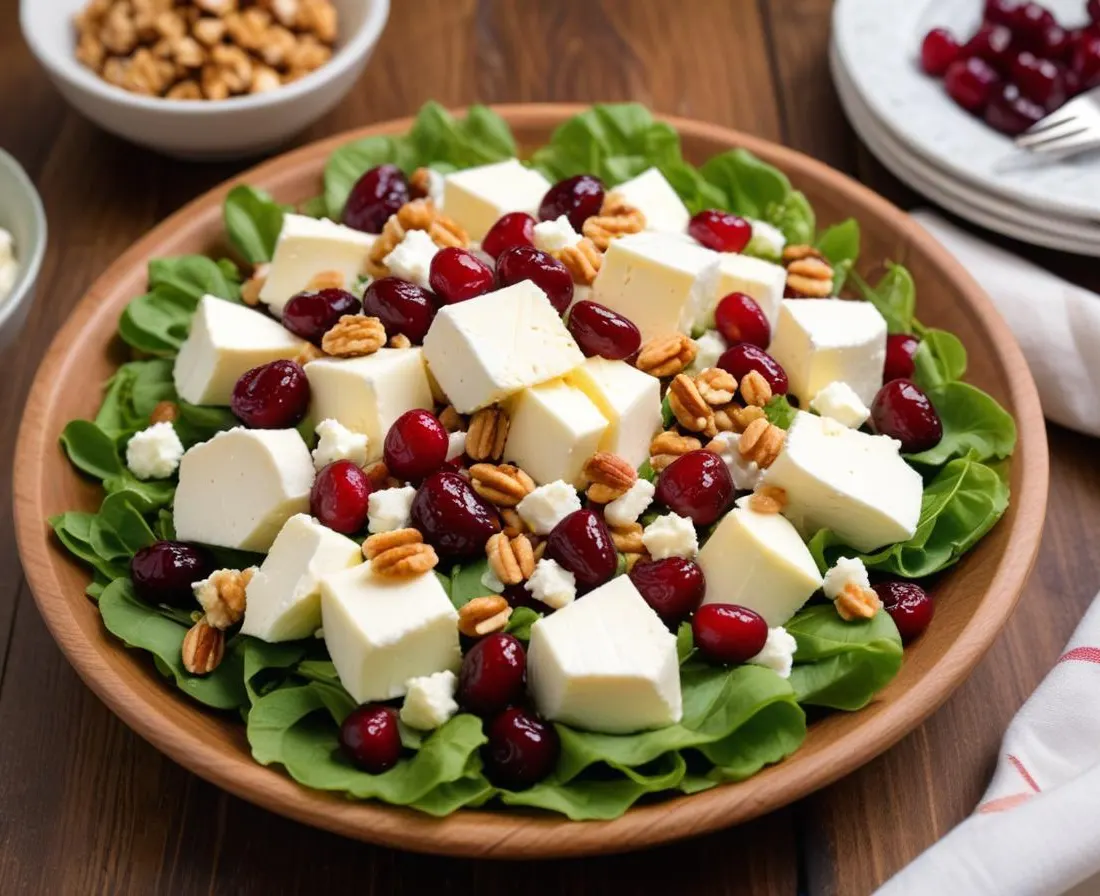 Salade fraîcheur d'été au chèvre, noix et cranberries