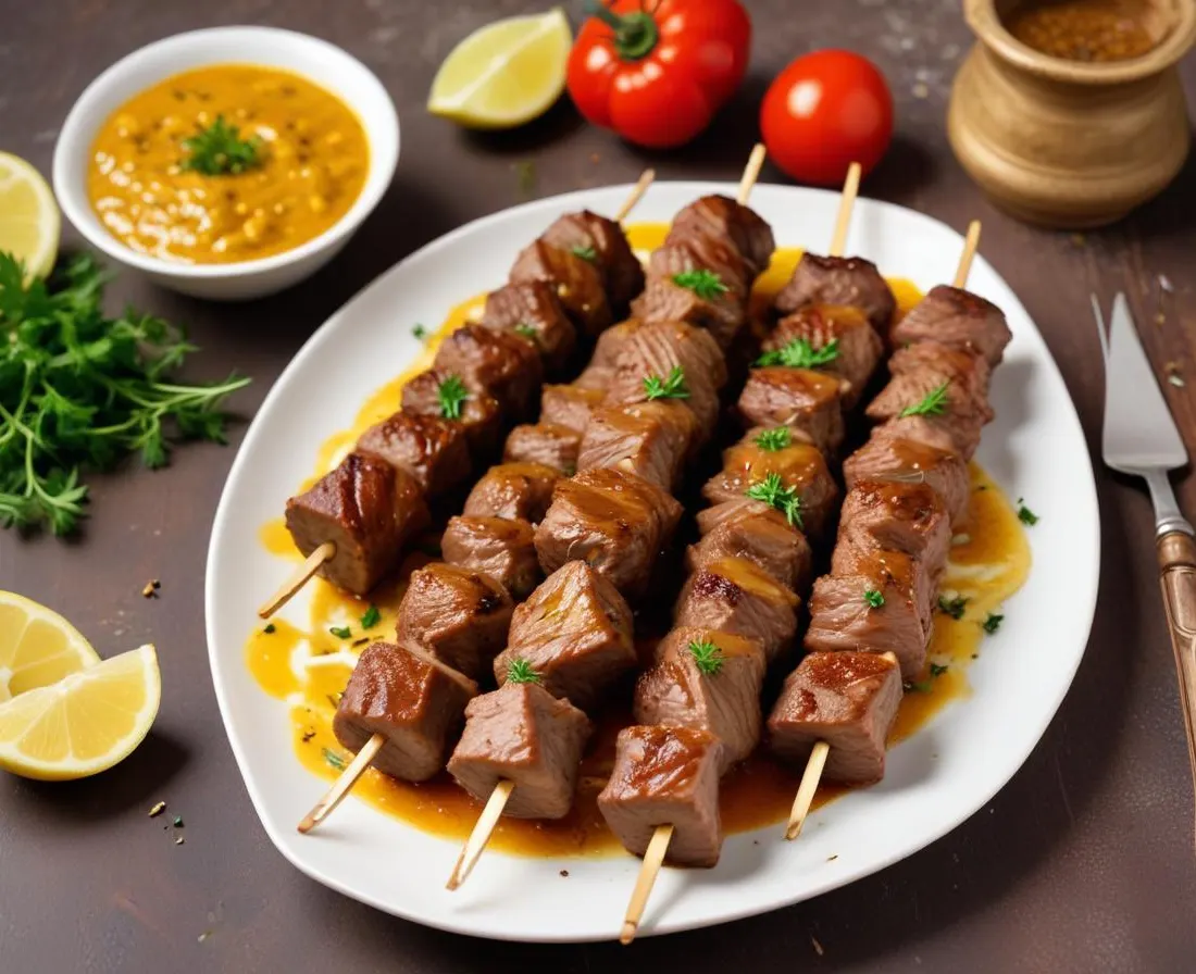 Brochettes d'agneau au cumin et yaourt grec citronné