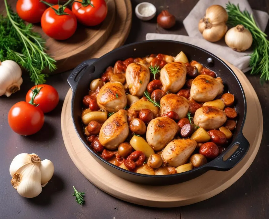 Sauté de Poulet au Chorizo et Champignons Crémés