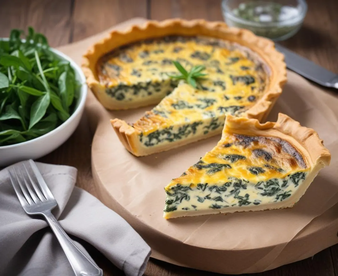 Quiche légère aux herbes fraîches, épinards et fromage frais