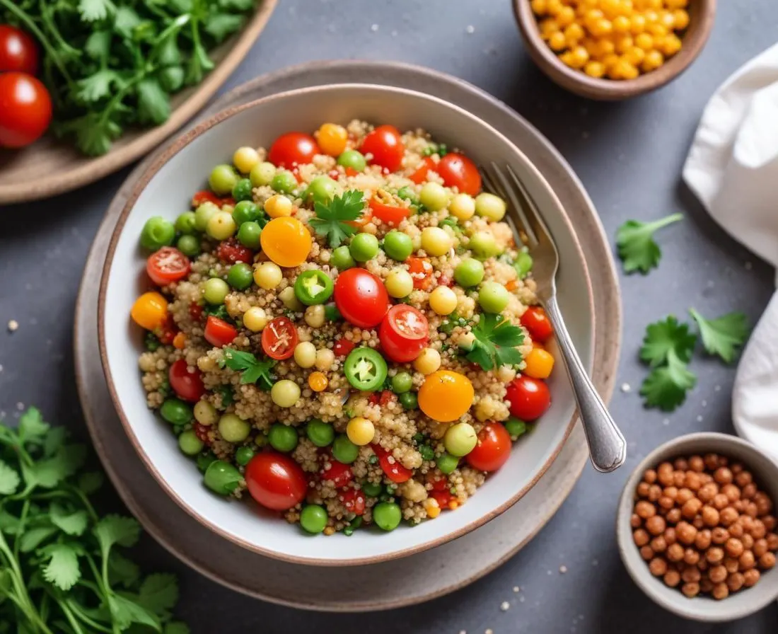 Salade de Quinoa Équilibrée aux Légumes et Pois Chiches