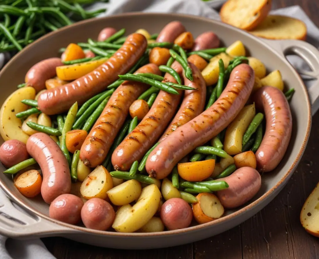 Chipolatas aux Haricots Verts et Pommes de Terre