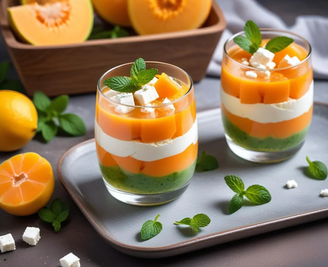 Verrine de Melon, Feta et Menthe