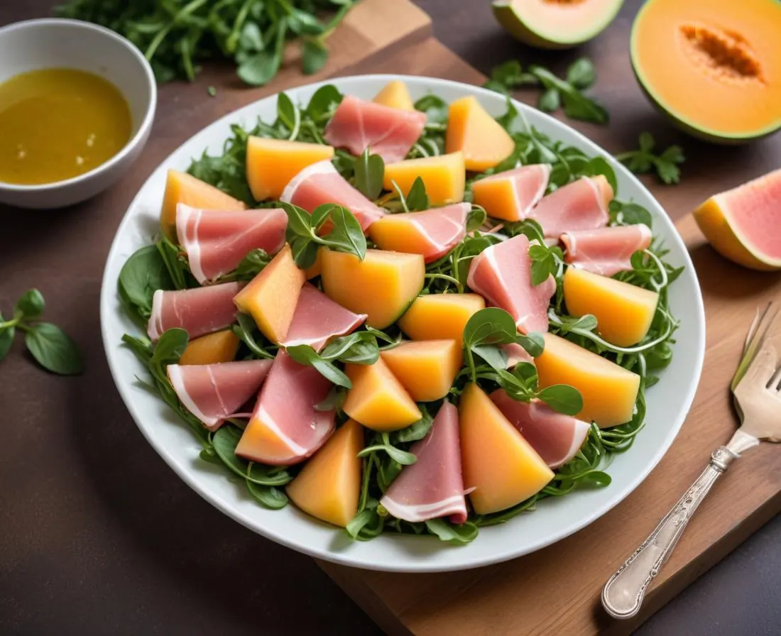 Salade Estivale Melon, Jambon Cru et Roquette
