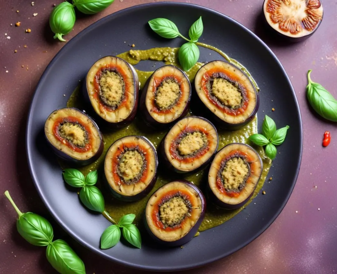 Roulés d'aubergine au pesto