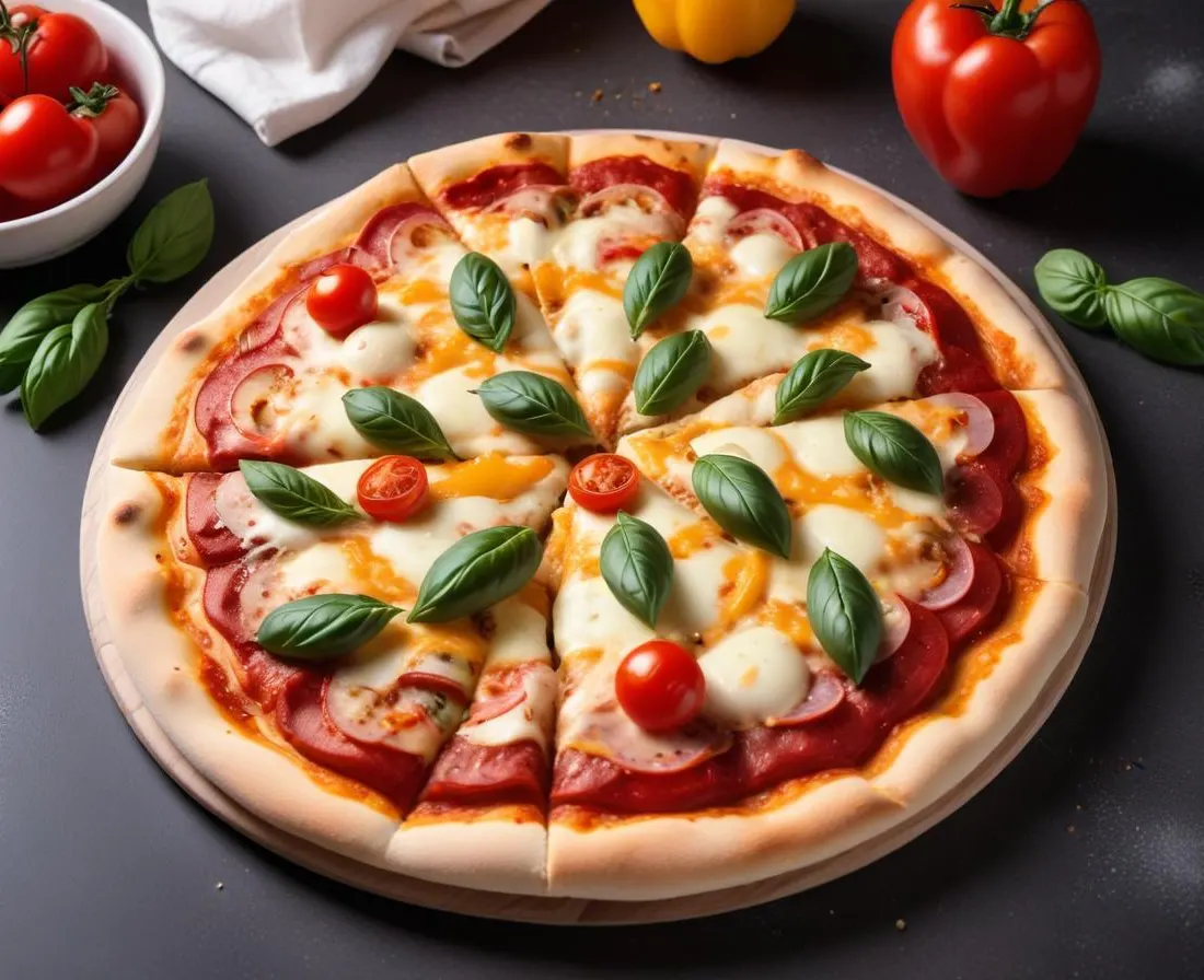 Pizza maison aux légumes du soleil et mozzarella