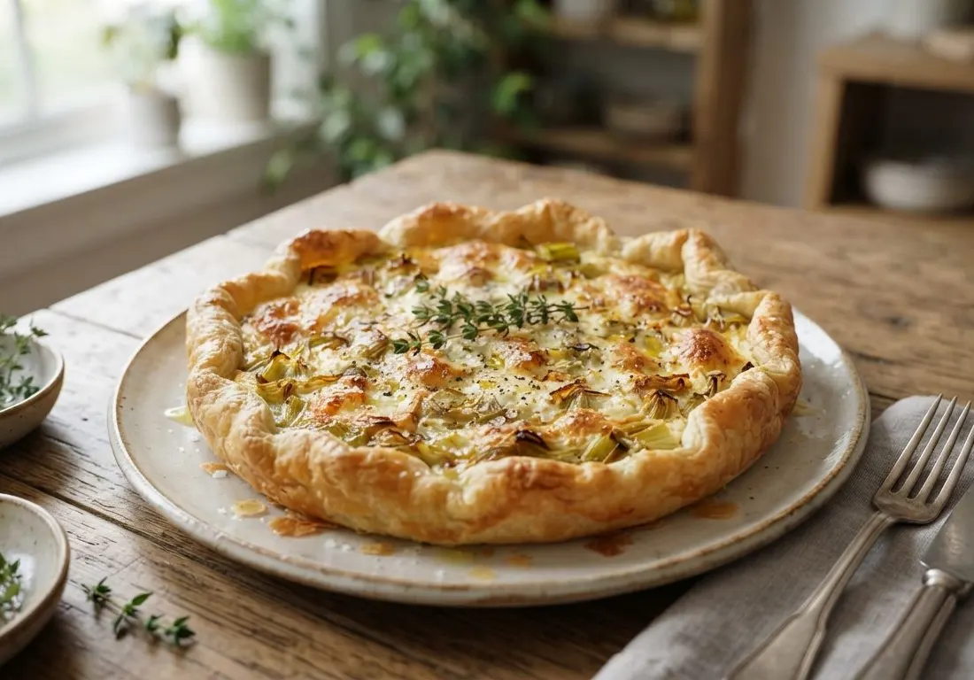 Tarte rustique aux poireaux et à la ricotta