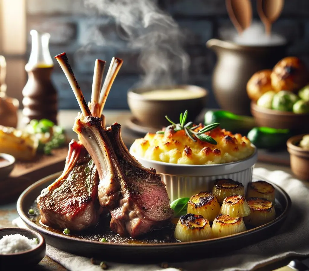 Côtes d'agneau grillées avec gratin dauphinois