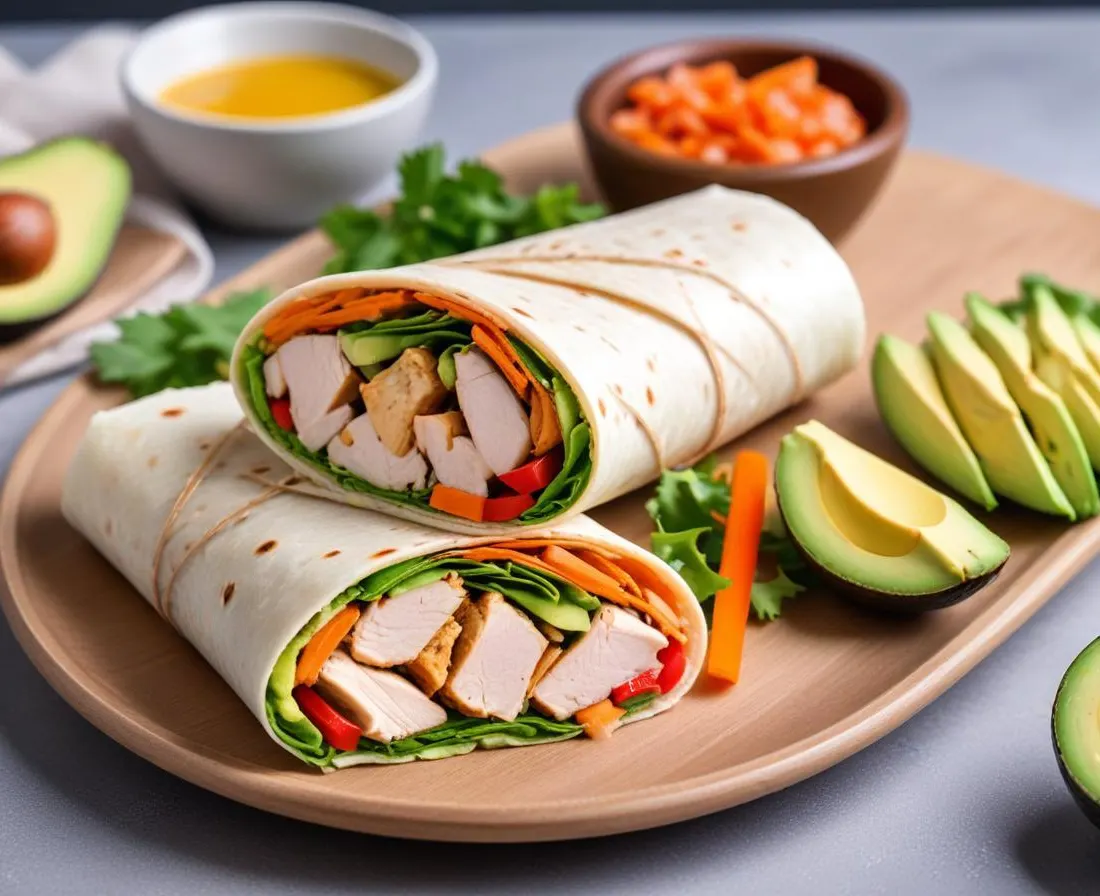 Wrap au Poulet, Avocat et Crudités