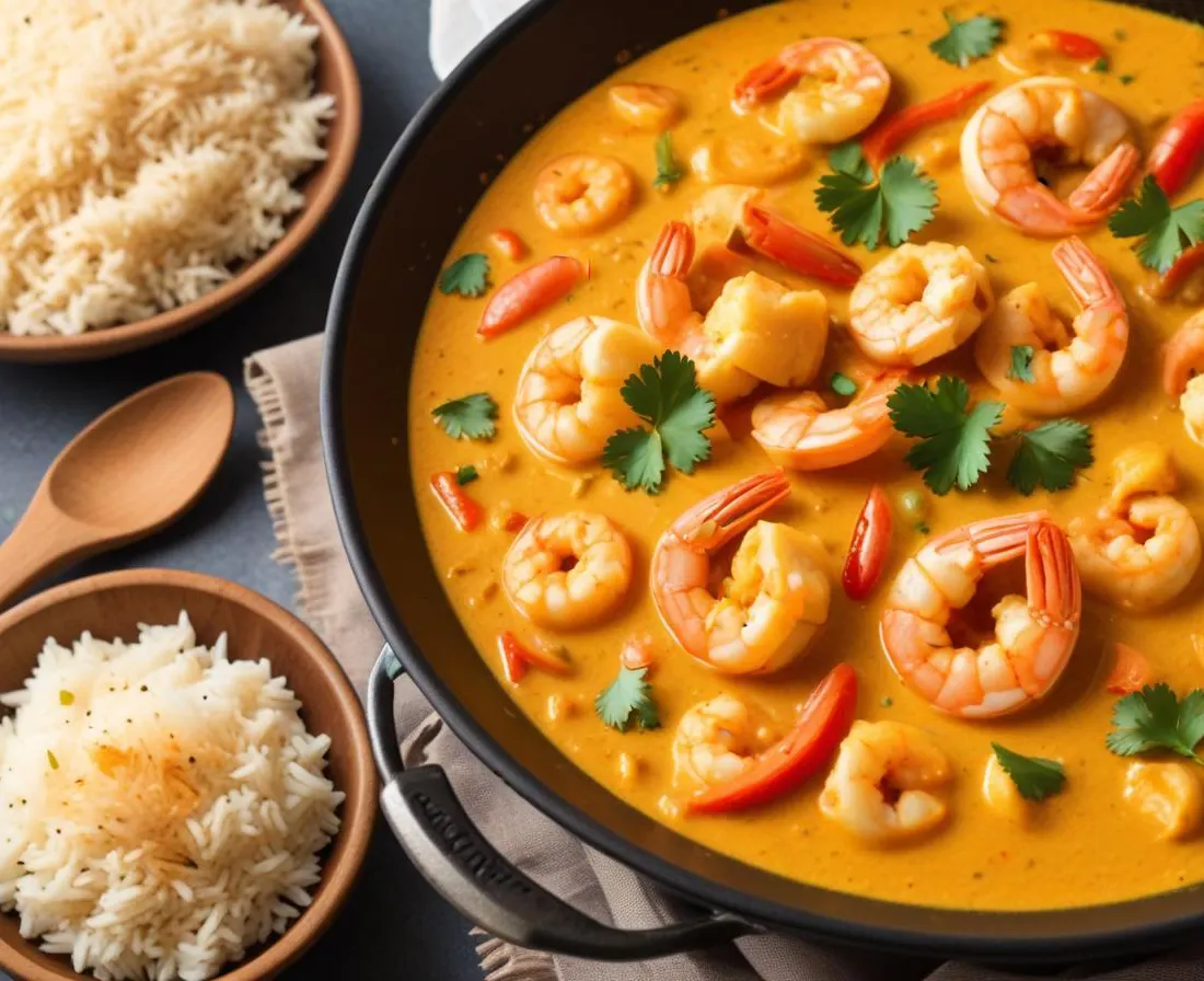 Riz crémeux au curry et crevettes (One Pot)