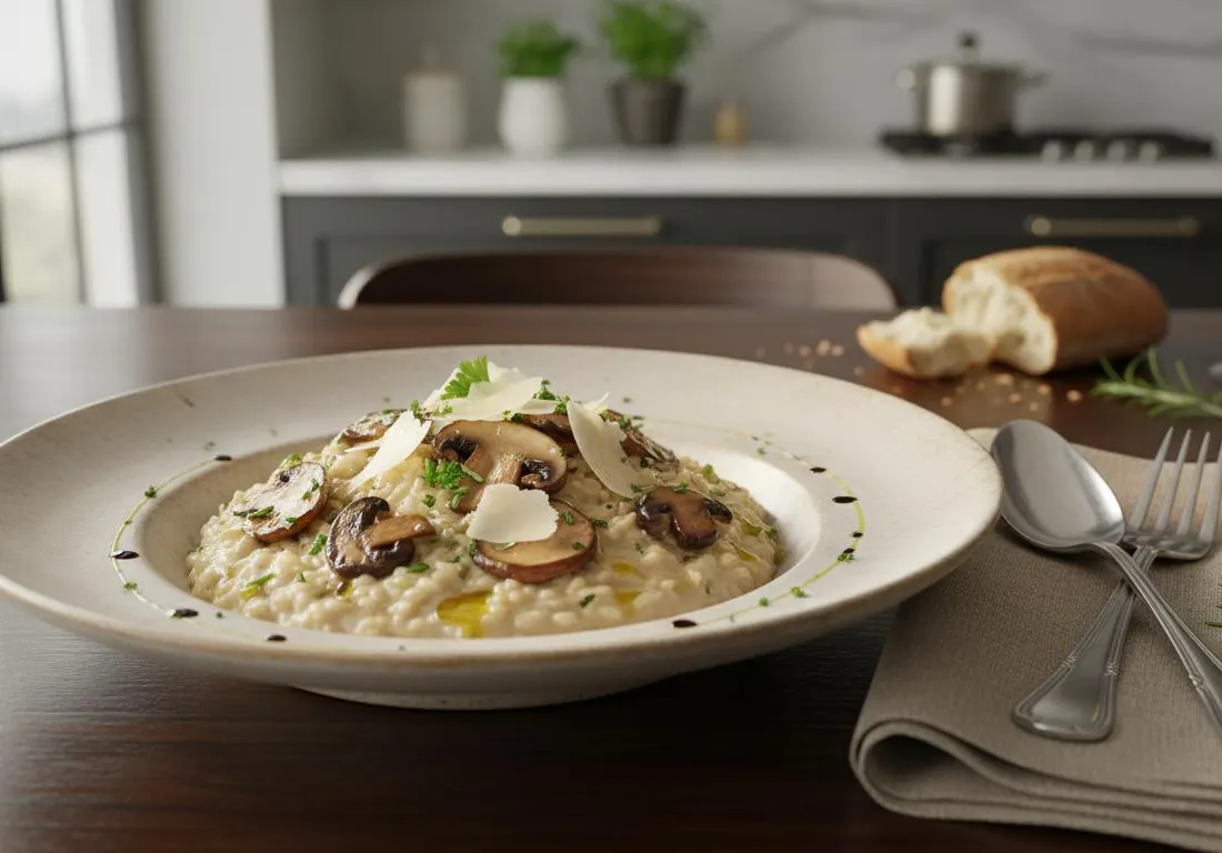 Risotto Crémeux aux Champignons et Parmesan