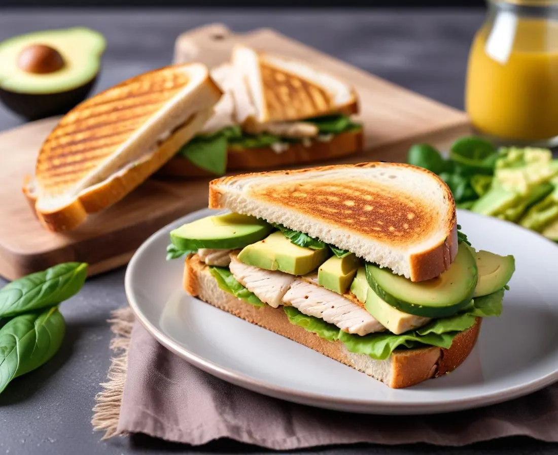 Sandwich au Poulet Grillé, Avocat et Jeunes Pousses