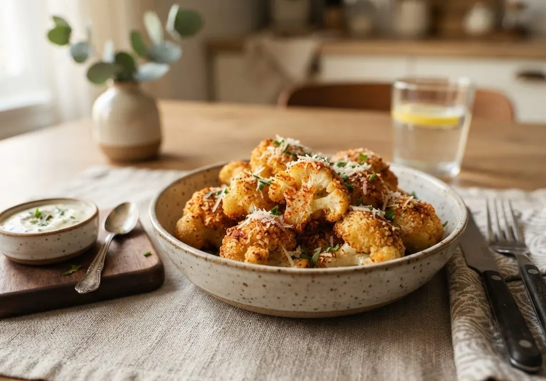 Croustillants de chou-fleur au parmesan et paprika fumé à l'air fryer